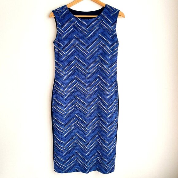 Misook Knit Print Sleeveless Knit Back Midi Pencil Dress  XS - Picture 2 of 5
